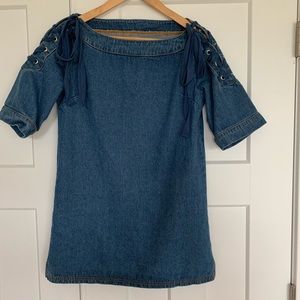 Anthropologie Maeve Denim Tie Sleeve Shift Dress